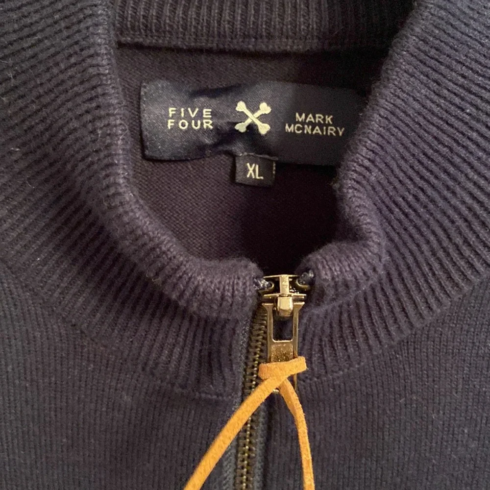FIVE FOUR zipper cardigan with elbow patches navy blue XL - Picture 2 of 4